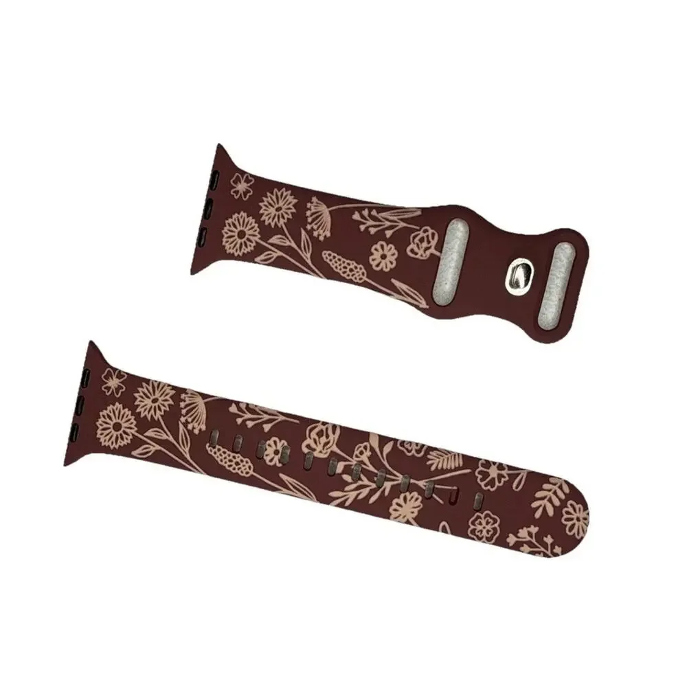 Floral Engraved Band Compatible with Apple Watch 42/44/45/49mm